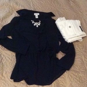 Sheer navy blue designer top